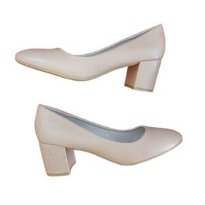 EURO BRAND Cream White Block Heel Shoes Size 39